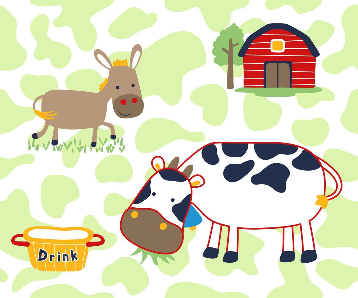 Vector illustration of farm animals cartoon, farm element cartoon