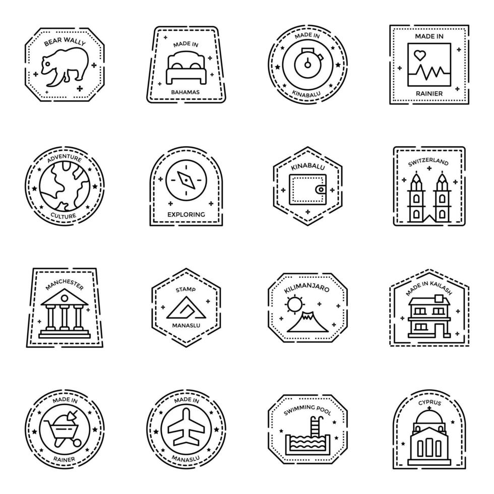 paquete de iconos de boletos y sellos postales vector