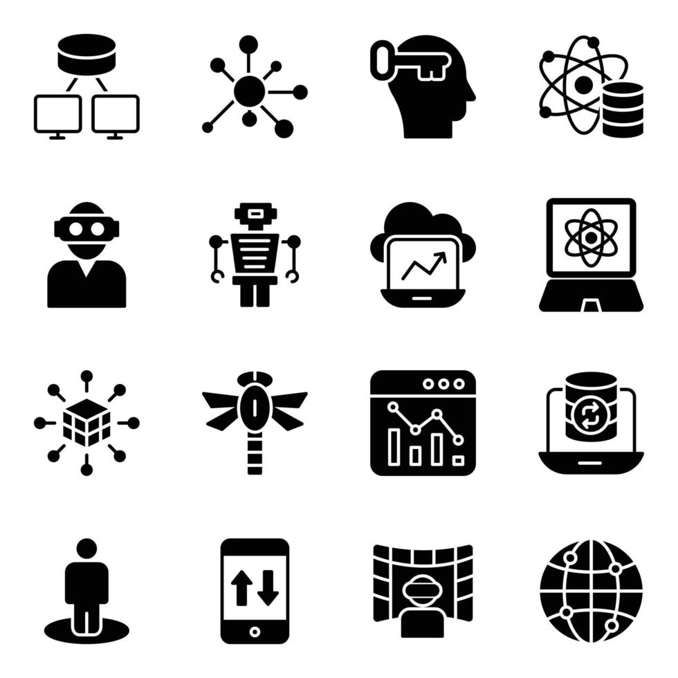 Pack of Advanced Technology Icons vector