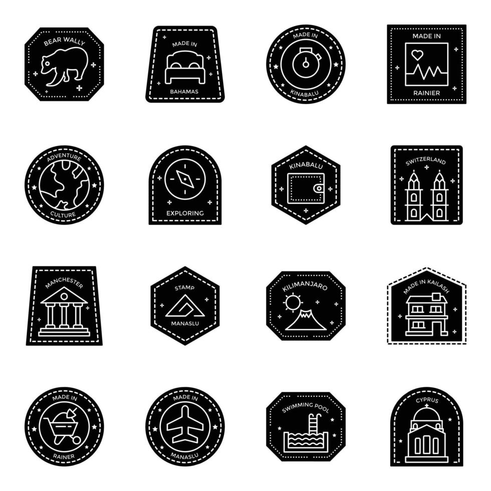 paquete de iconos de boletos y sellos postales vector