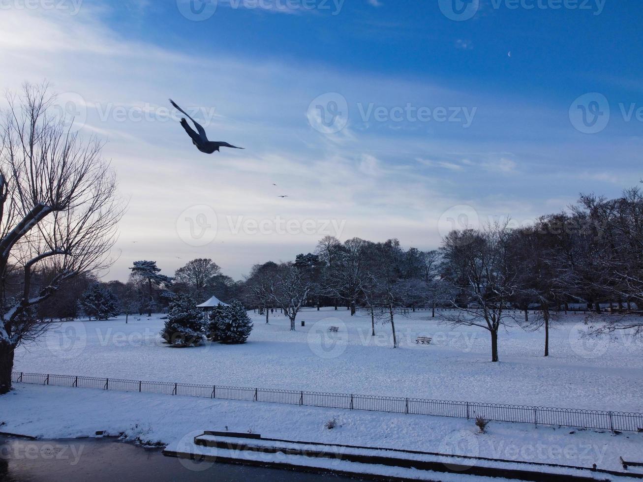 Gorgeous View of Local Public Park After Snow Fall over England photo