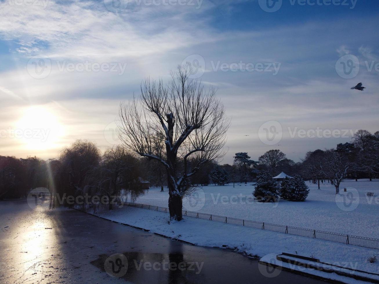 Gorgeous View of Local Public Park After Snow Fall over England photo