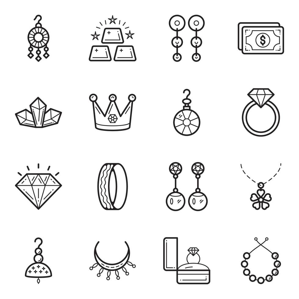 Pack of Jewellery Linear Icons 16110153 Vector Art at Vecteezy