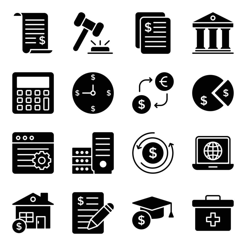 Pack of Financial Tech Icons vector