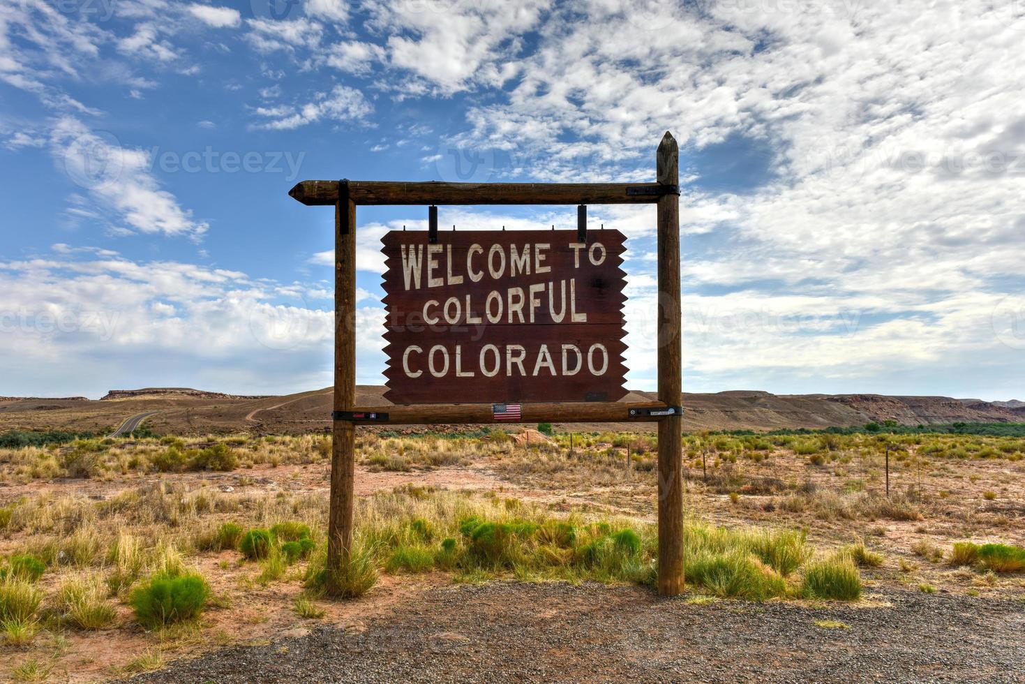 Sign Welcome to Colorful Colorado on the state border. photo