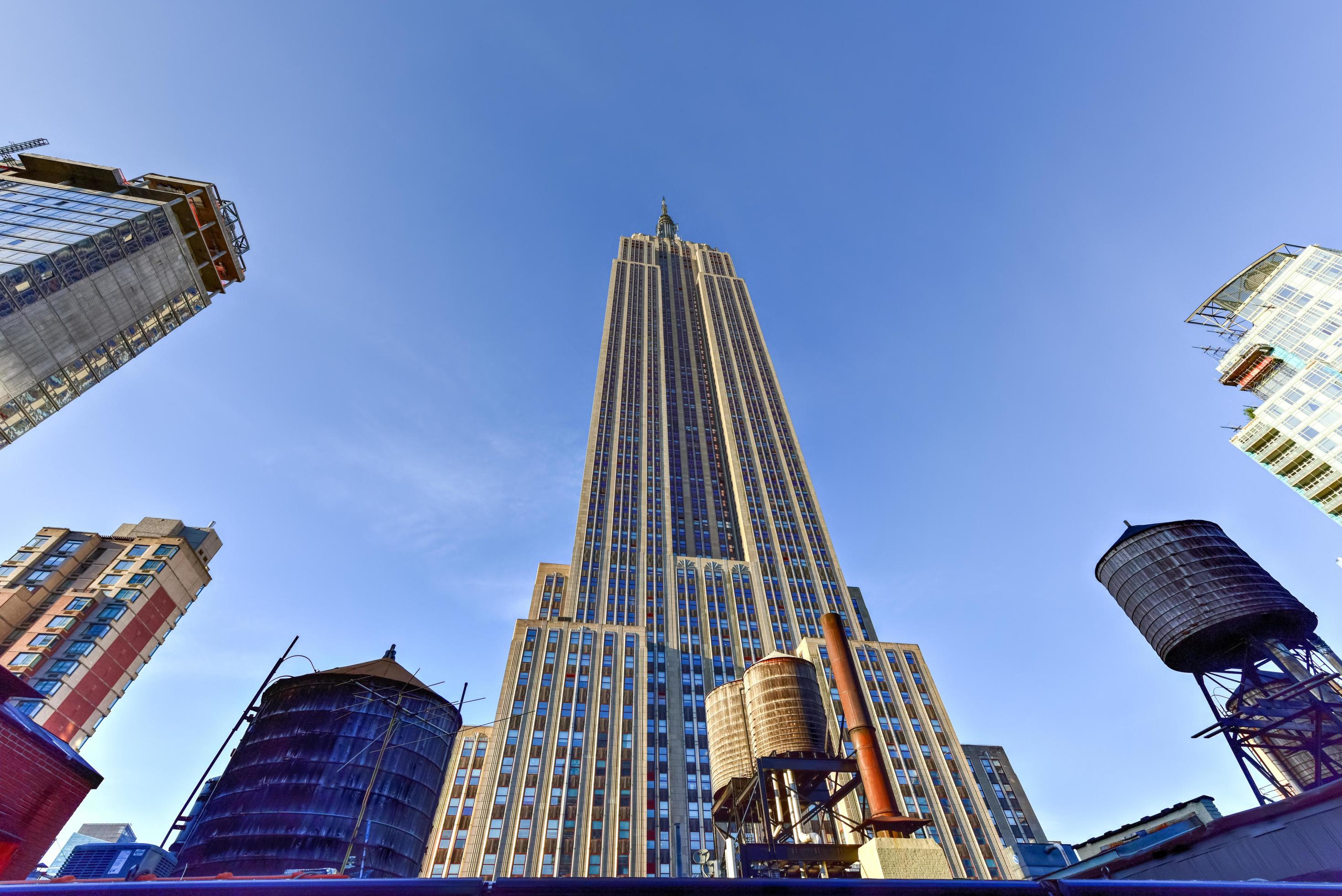 View looking up of the Empire State Building in New York