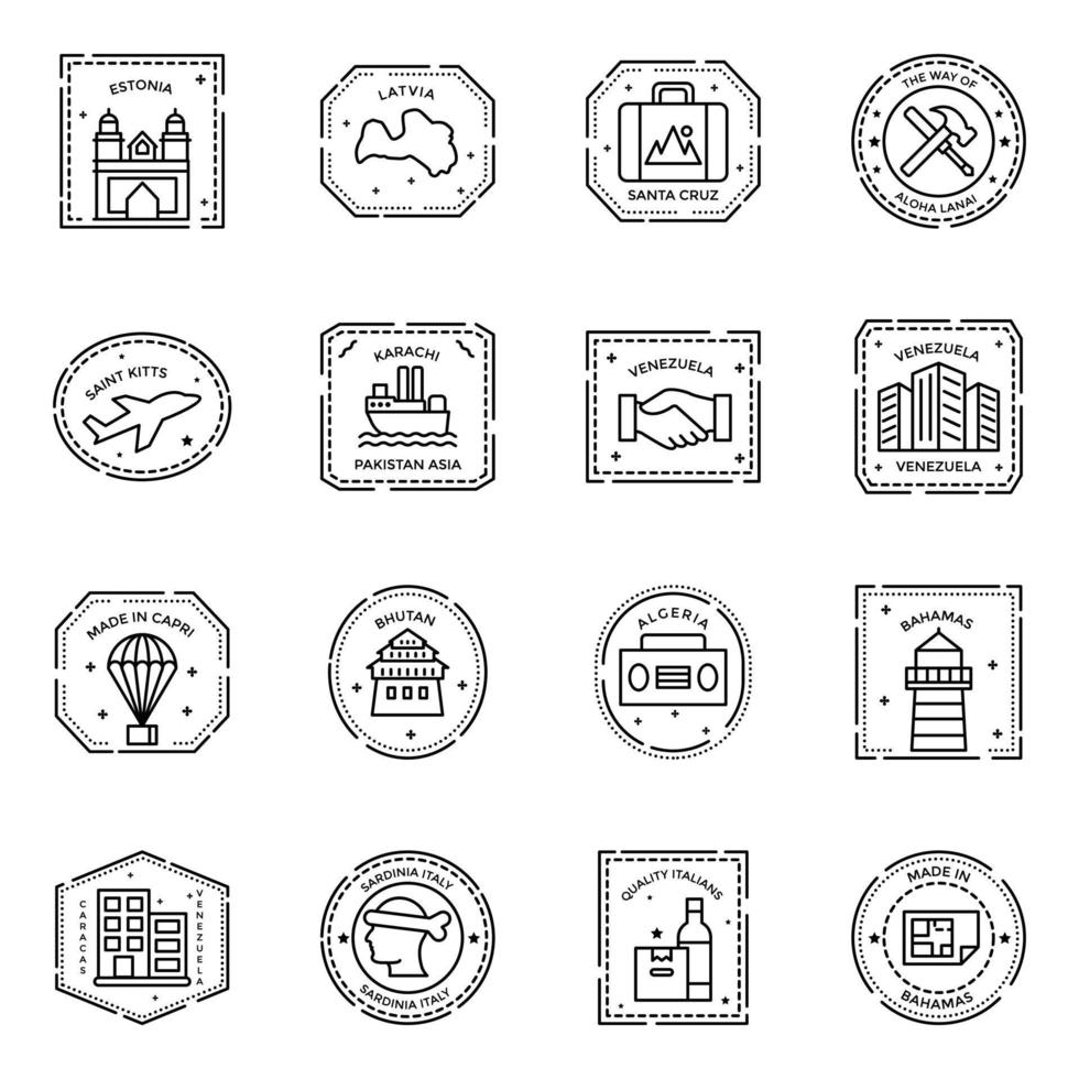 Pack of Linear Stamps Icons vector