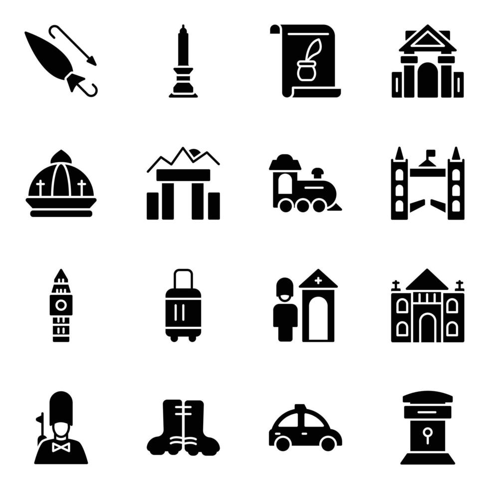 United Kingdom Equipment Solid Icons Pack vector