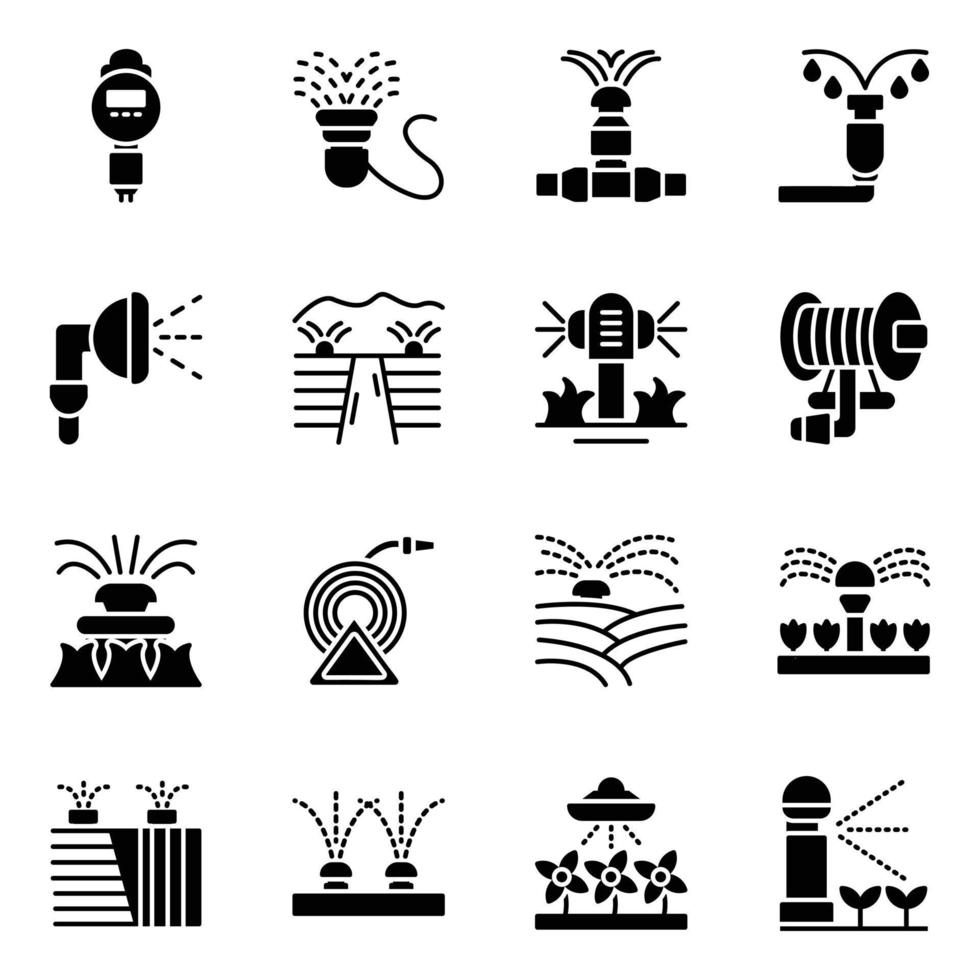 paquete de iconos de riego automático de césped vector