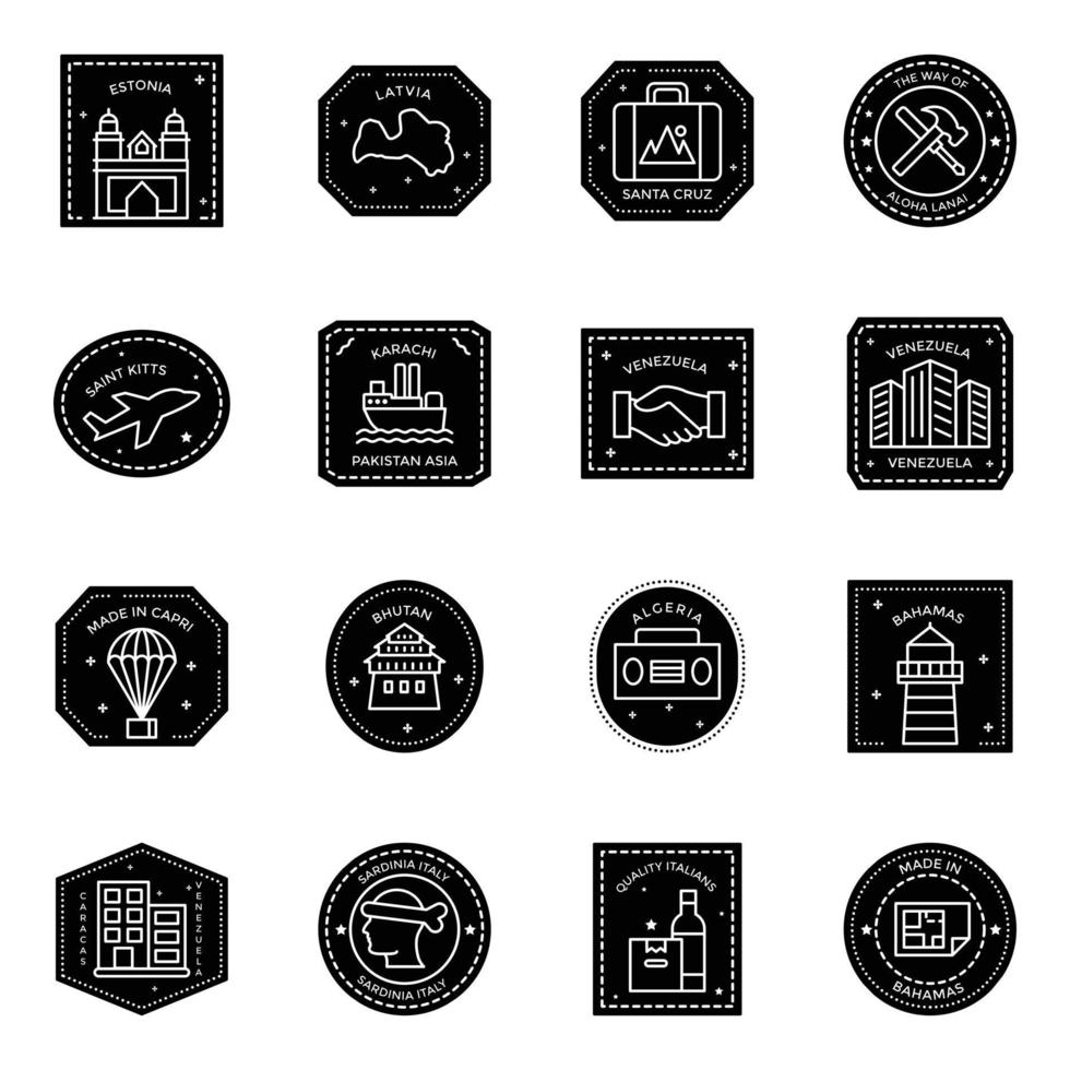 Pack of Solid Stamps Icons vector