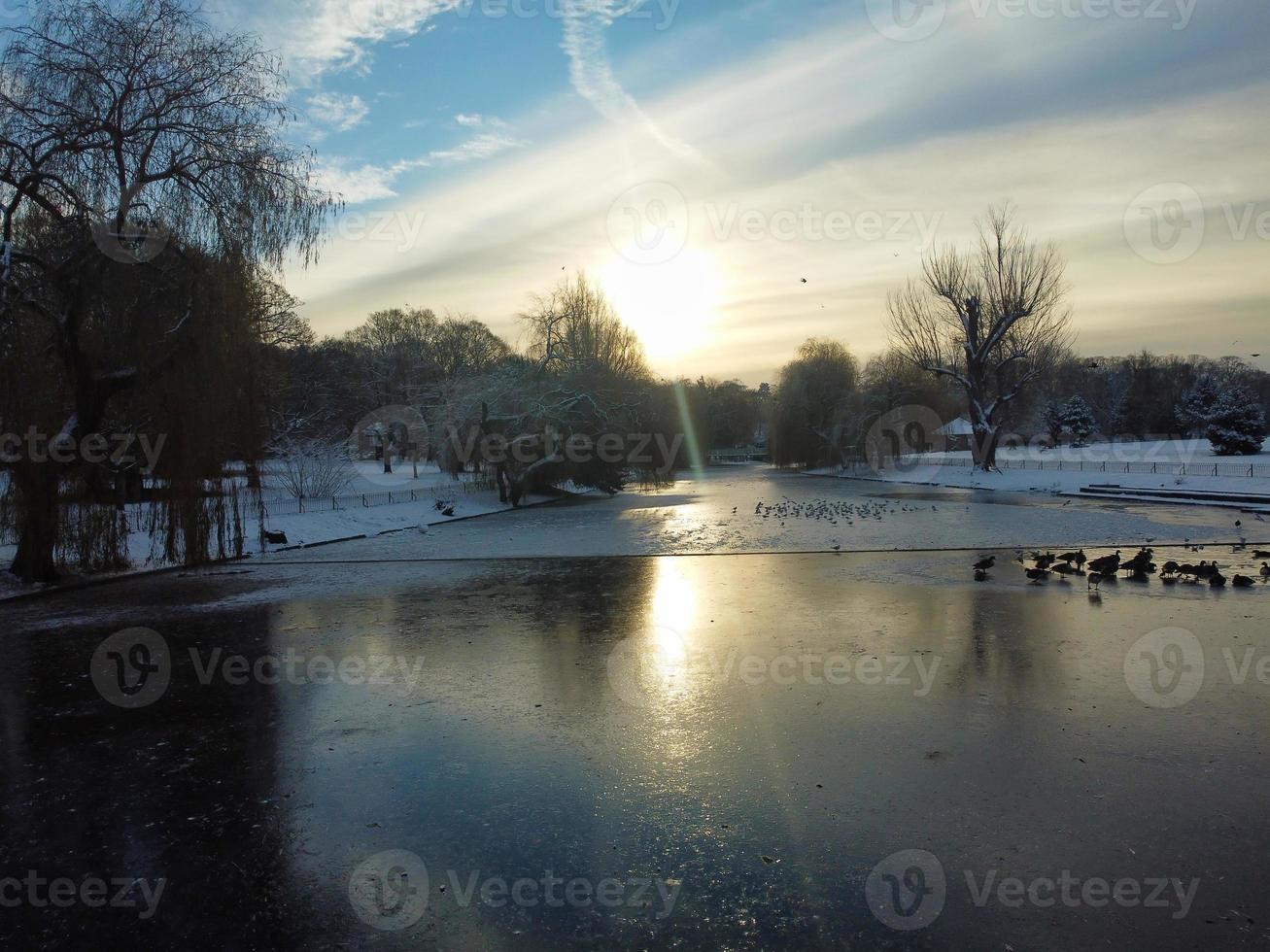 Gorgeous View of Local Public Park After Snow Fall over England photo