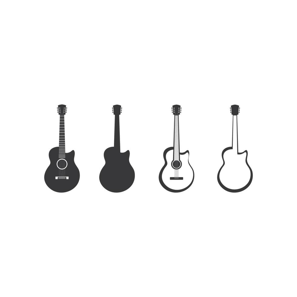 ilustración de icono de vector de plantilla de logotipo de guitarra