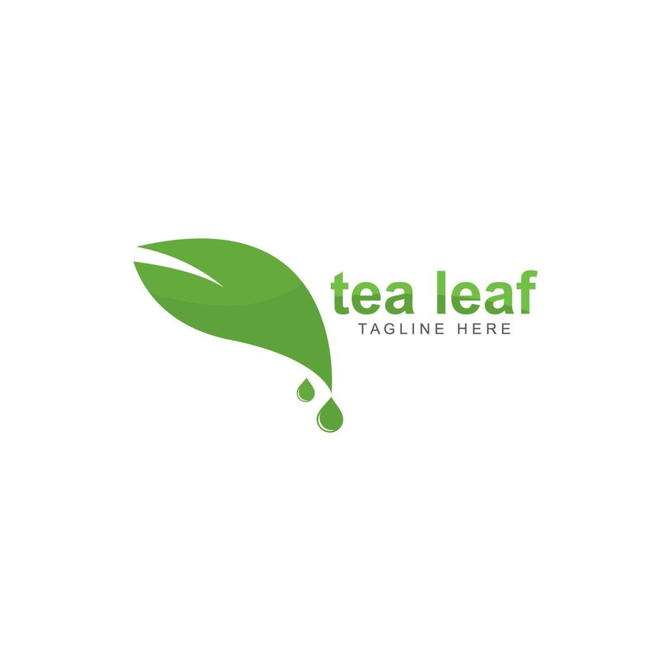 ilustración de icono de vector de logotipo de hoja de té