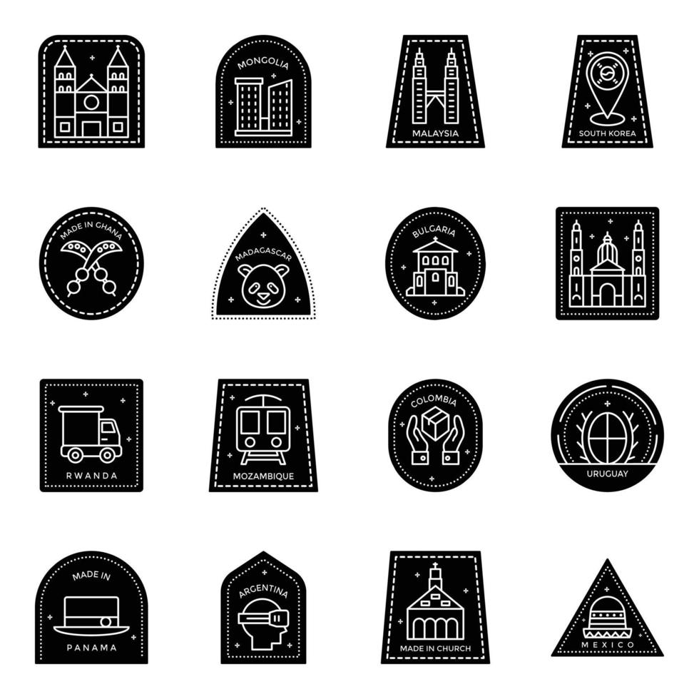 Variety of Solid Stamp Designs Icons vector