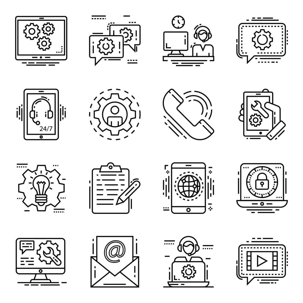 Pack of Technical Support Linear Icons vector