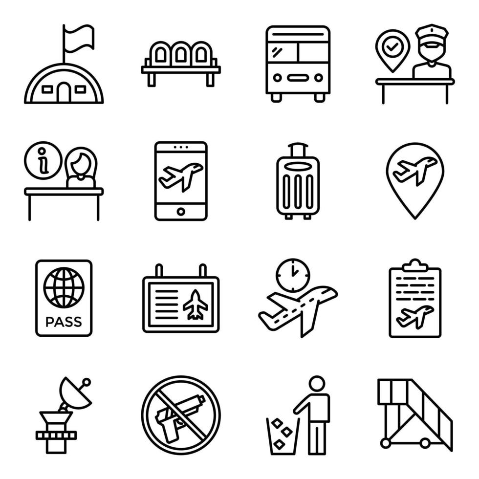 Pack of Travel and Aviation Vector Icons