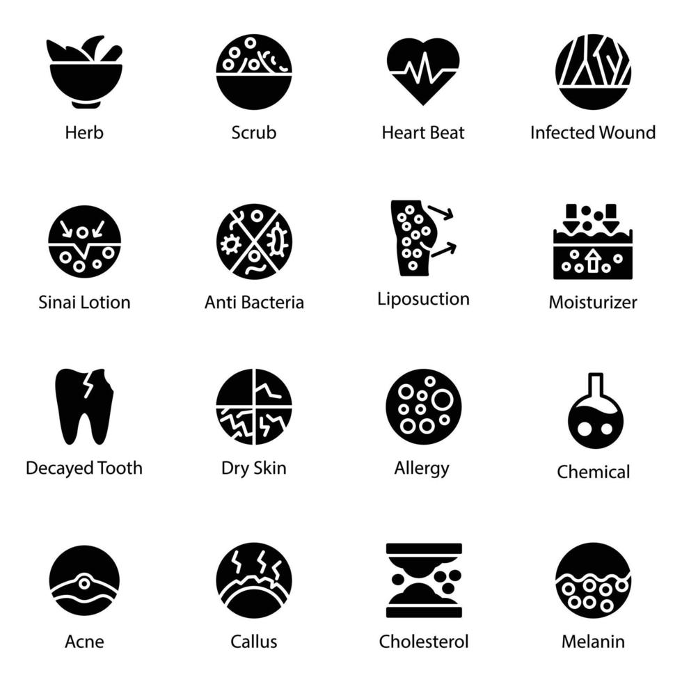 Pack of Skincare Icon Set vector