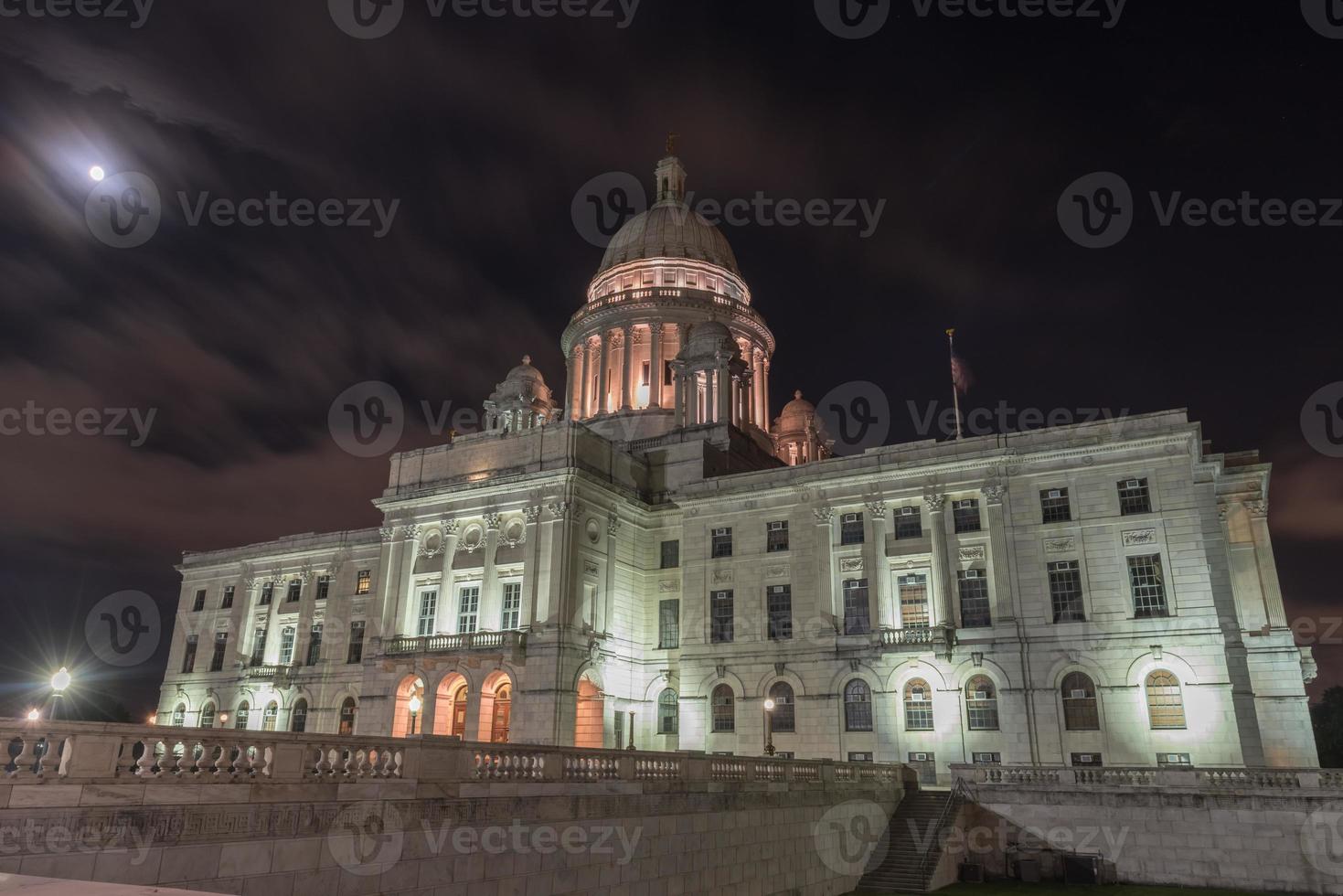The Rhode Island State House, the capitol of the U.S. state of Rhode Island at night. photo
