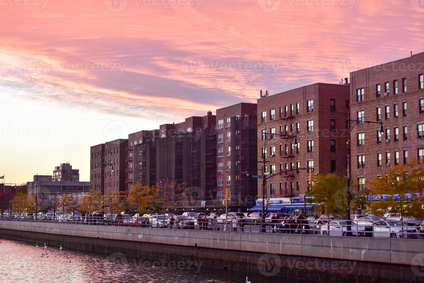 New York City - November 5, 2016 -  Sheepshead Bay neighborhood of Brooklyn at sunset in New York City. photo