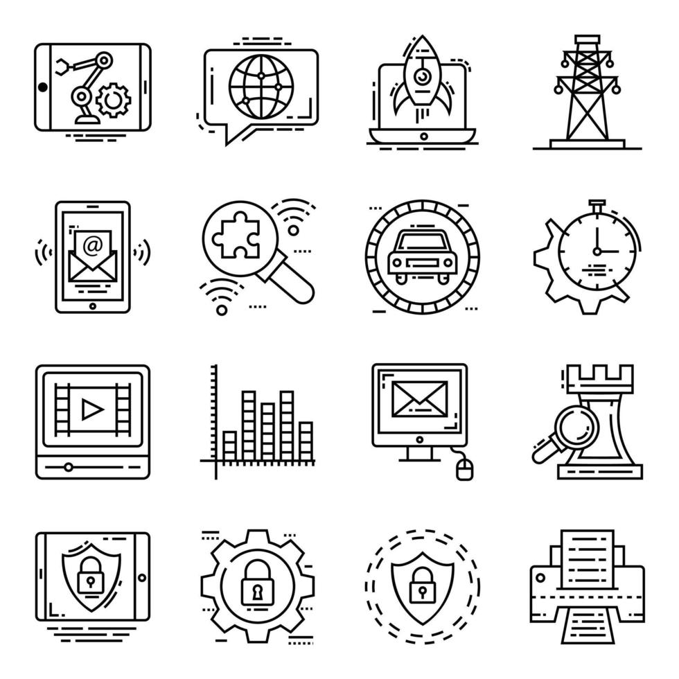 Pack of Technical Maintenance Linear Icons vector