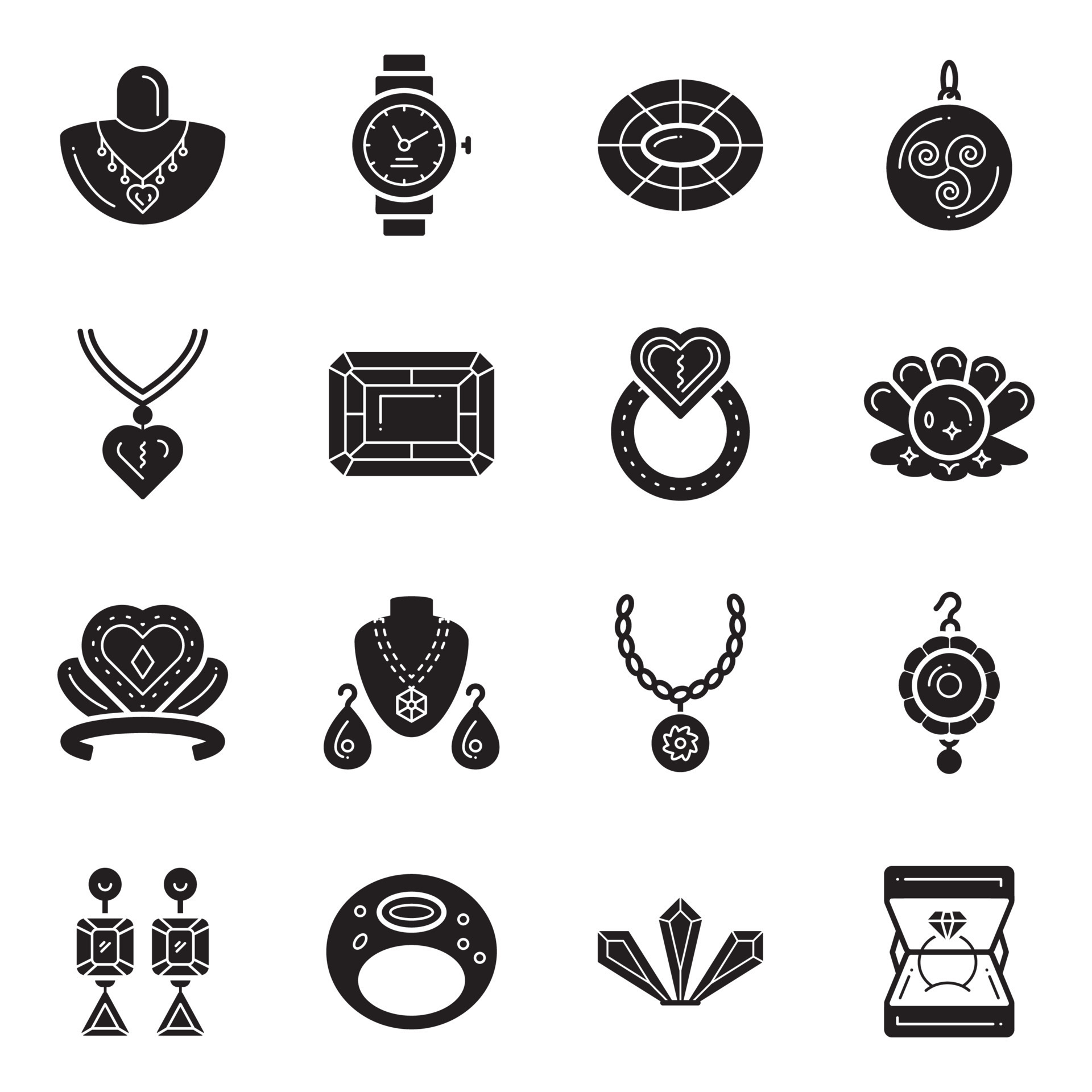 Pack of Jewellery and Accessories Glyph Icons 16111313 Vector Art at