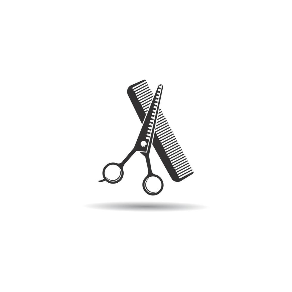 tijeras y peine logo vector icono ilustración