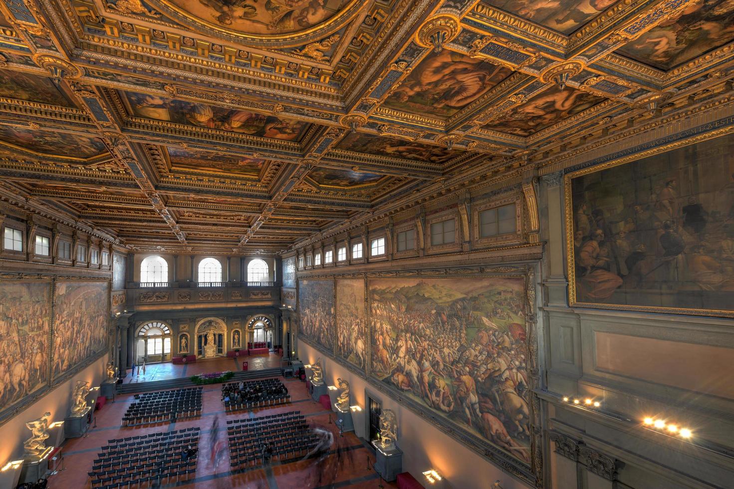 Florence, Italy - March 21, 2018 -  Salone dei Cinquecento inside Palazzo Vecchio in Florence, Italy. photo