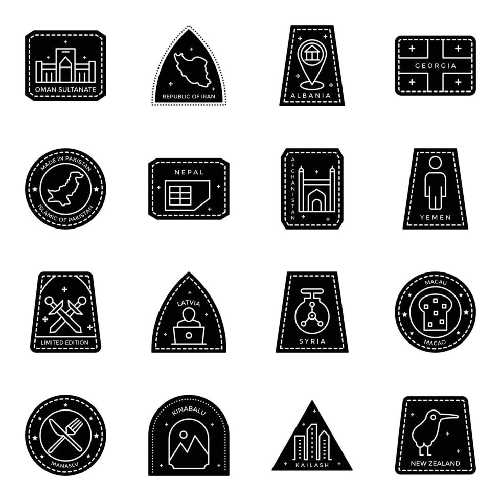 Variety of Solid Imprints and Stamps Icons vector