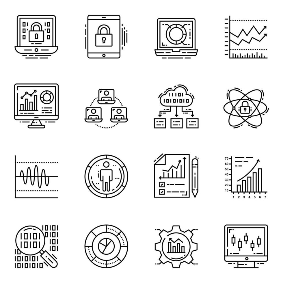 paquete de iconos lineales de cuentas y análisis vector