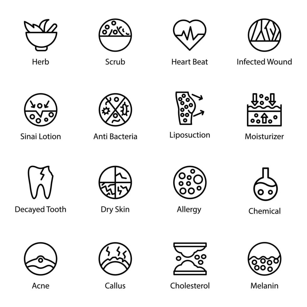 paquete de conjunto de iconos de cuidado de la piel vector