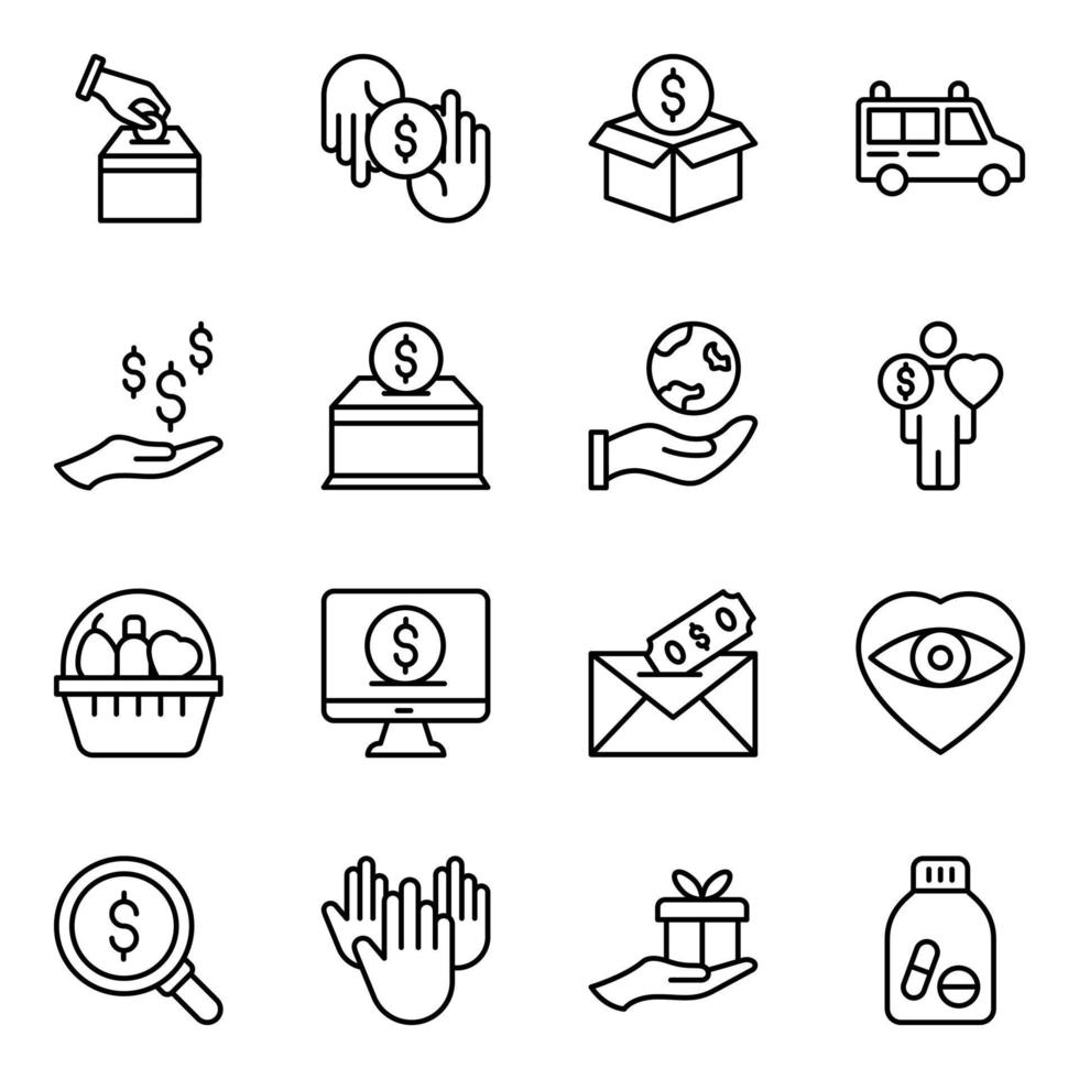 Pack of Donation Linear Icons vector