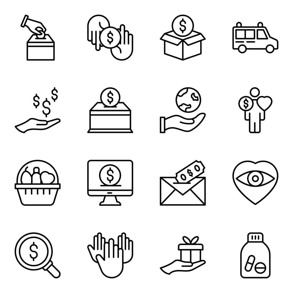 Pack of Donation Linear Icons vector