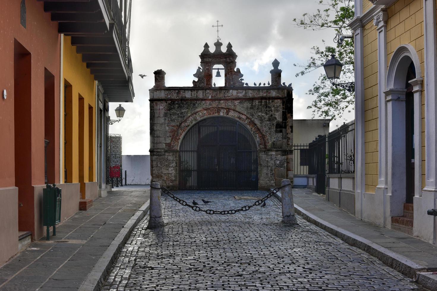 San Juan, Puerto Rico - December 24, 2015 -  Historic street chapel, Chapel of Christ the Savior in Old San Juan, Puerto Rico. photo