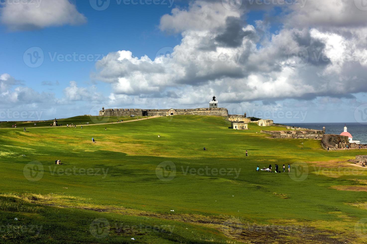 Castillo San Felipe del Morro also known as Fort San Felipe del Morro or Morro Castle at dusk. It is a 16th-century citadel located in San Juan, Puerto Rico. photo