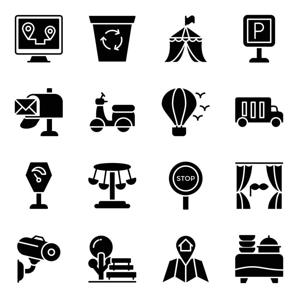 Pack of City Life Icons vector