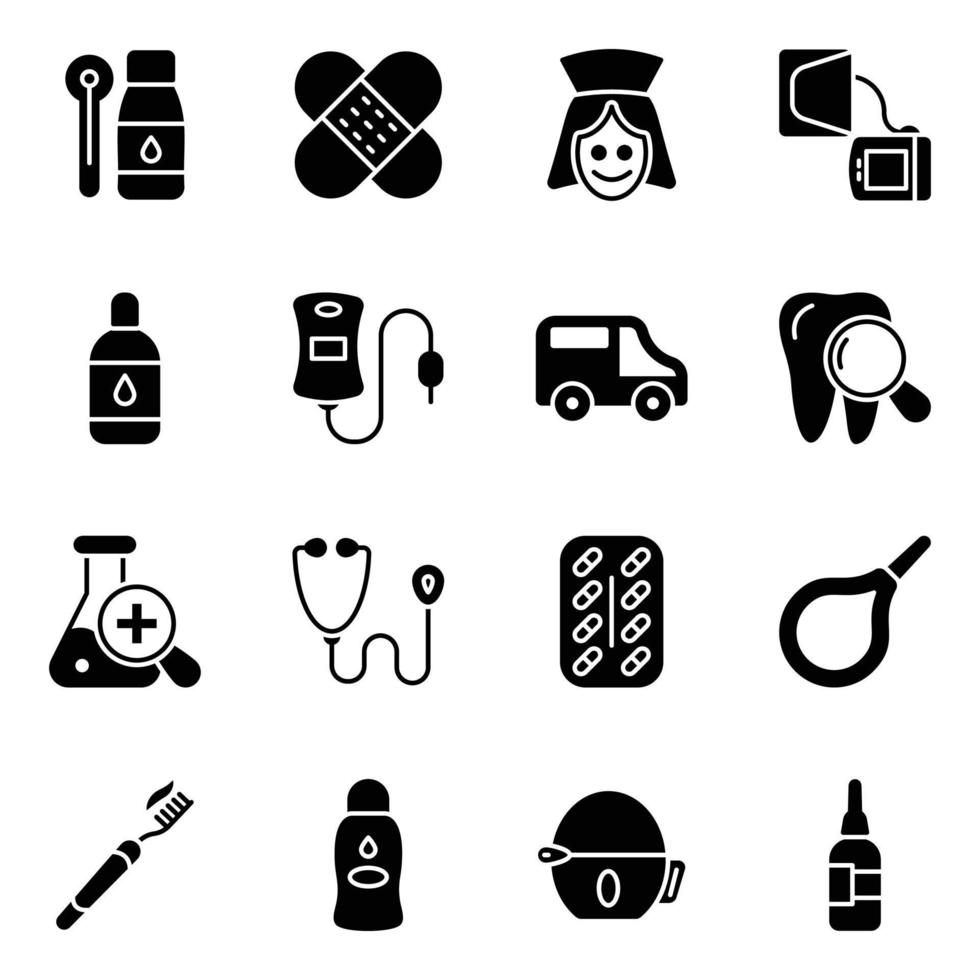 Pack of Medicine and Drugs Icons vector