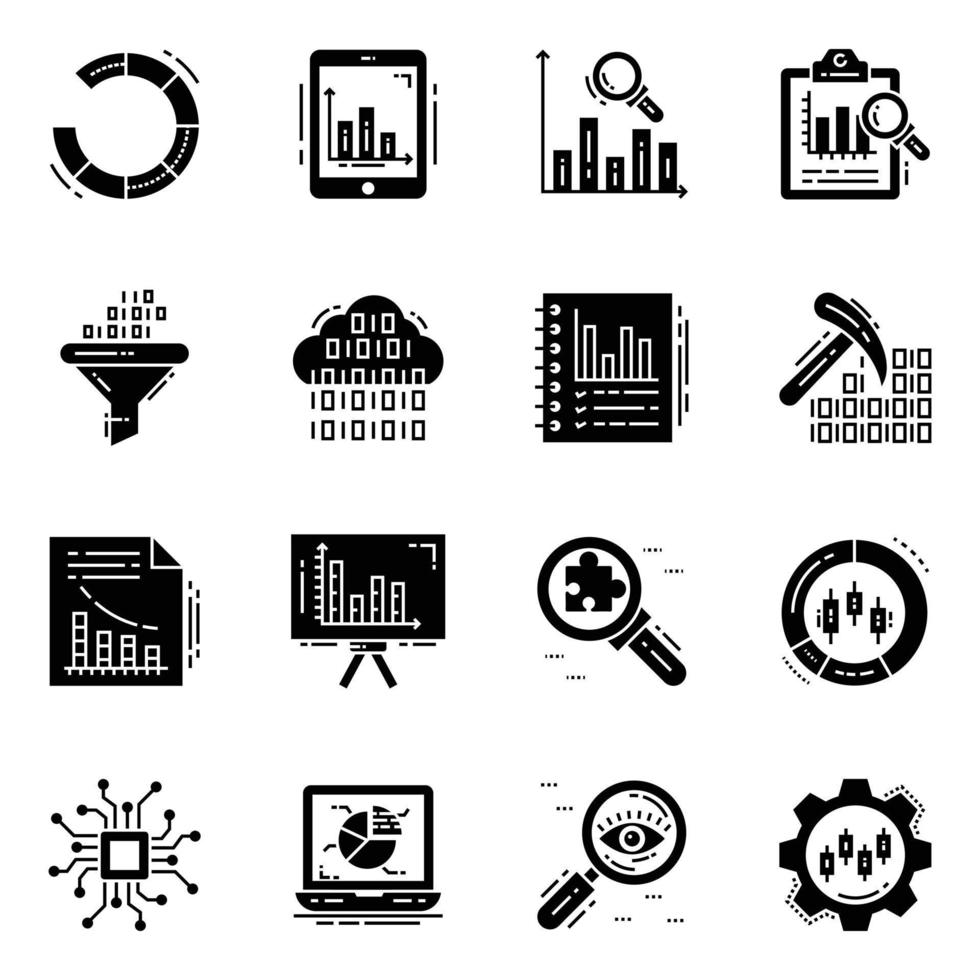 Data Analysis Solid Icons Pack vector