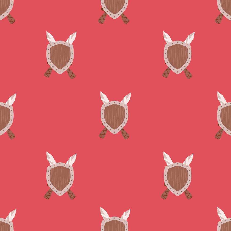 Vector seamless background with crossed swords and sunburst heart - pattern for wallpaper, wrapping paper, book flyleaf, envelope inside, etc