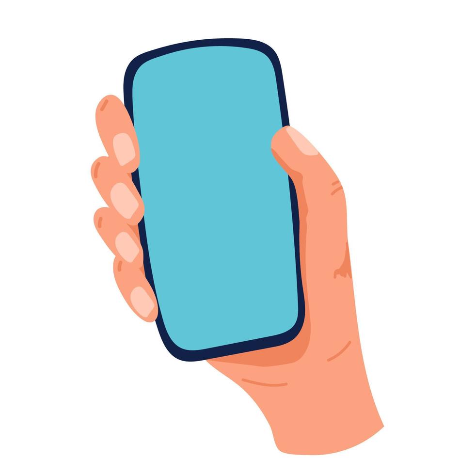 ilustración vectorial de un teléfono en la mano de un hombre. aislado en blanco background.10 eps vector