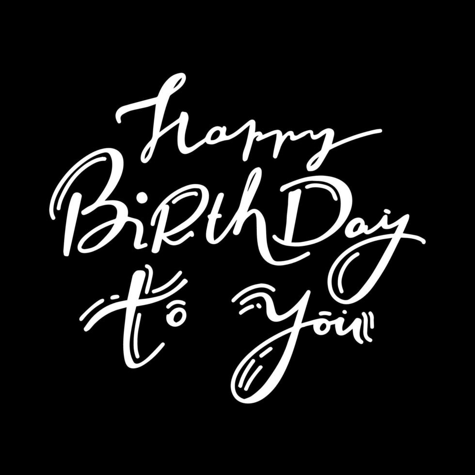 Vector illustration Handwritten modern brush lettering of Happy Birthday on white background