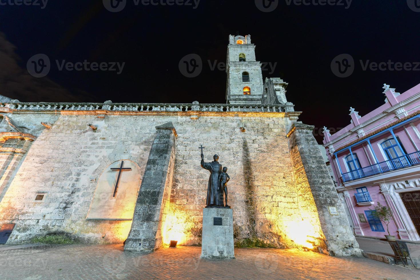 The square of San Francisco of Asis in Old Havana at night in Cuba. photo