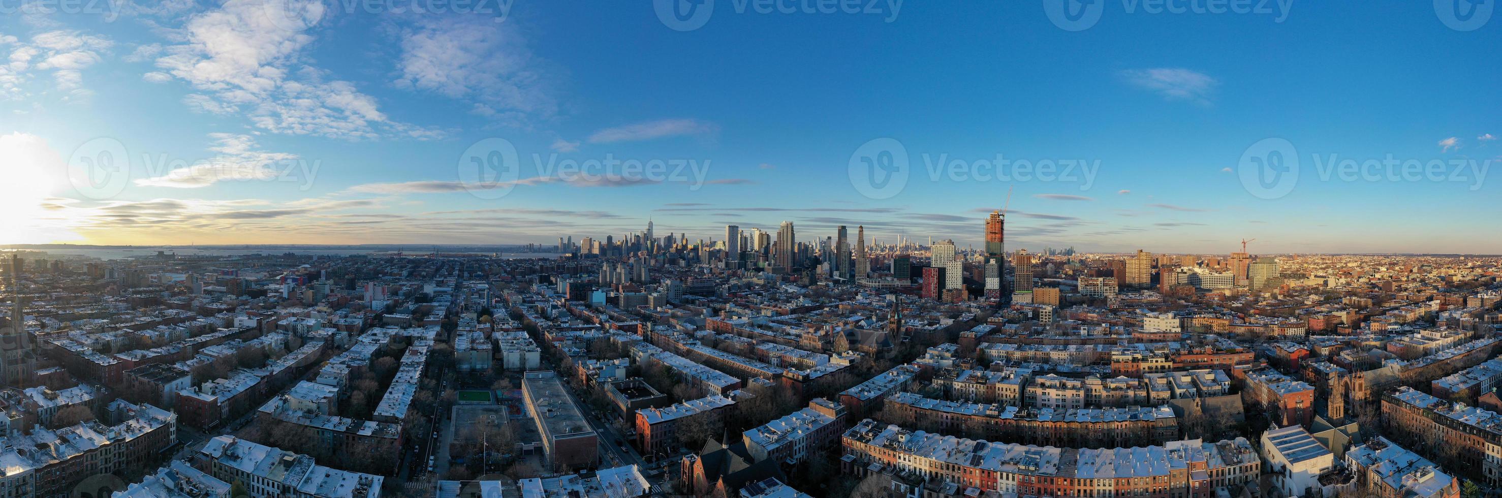 Aerial view of the Manhattan and Brooklyn skyline from Prospect Heights, Brooklyn. photo