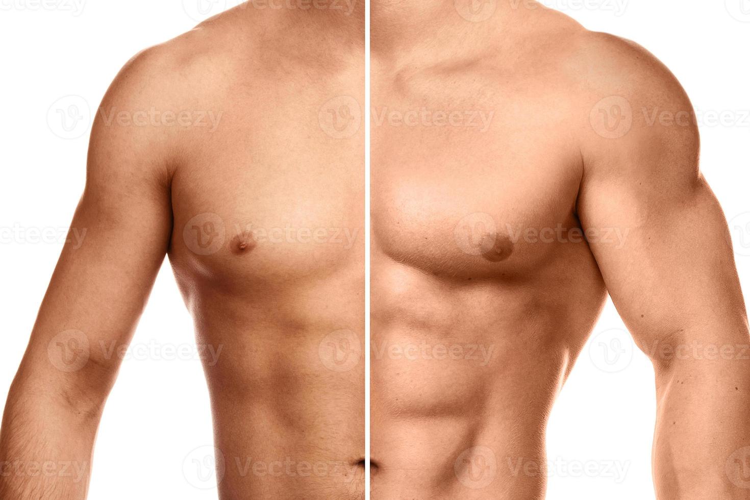 Comparison of bodybuilding progress photo