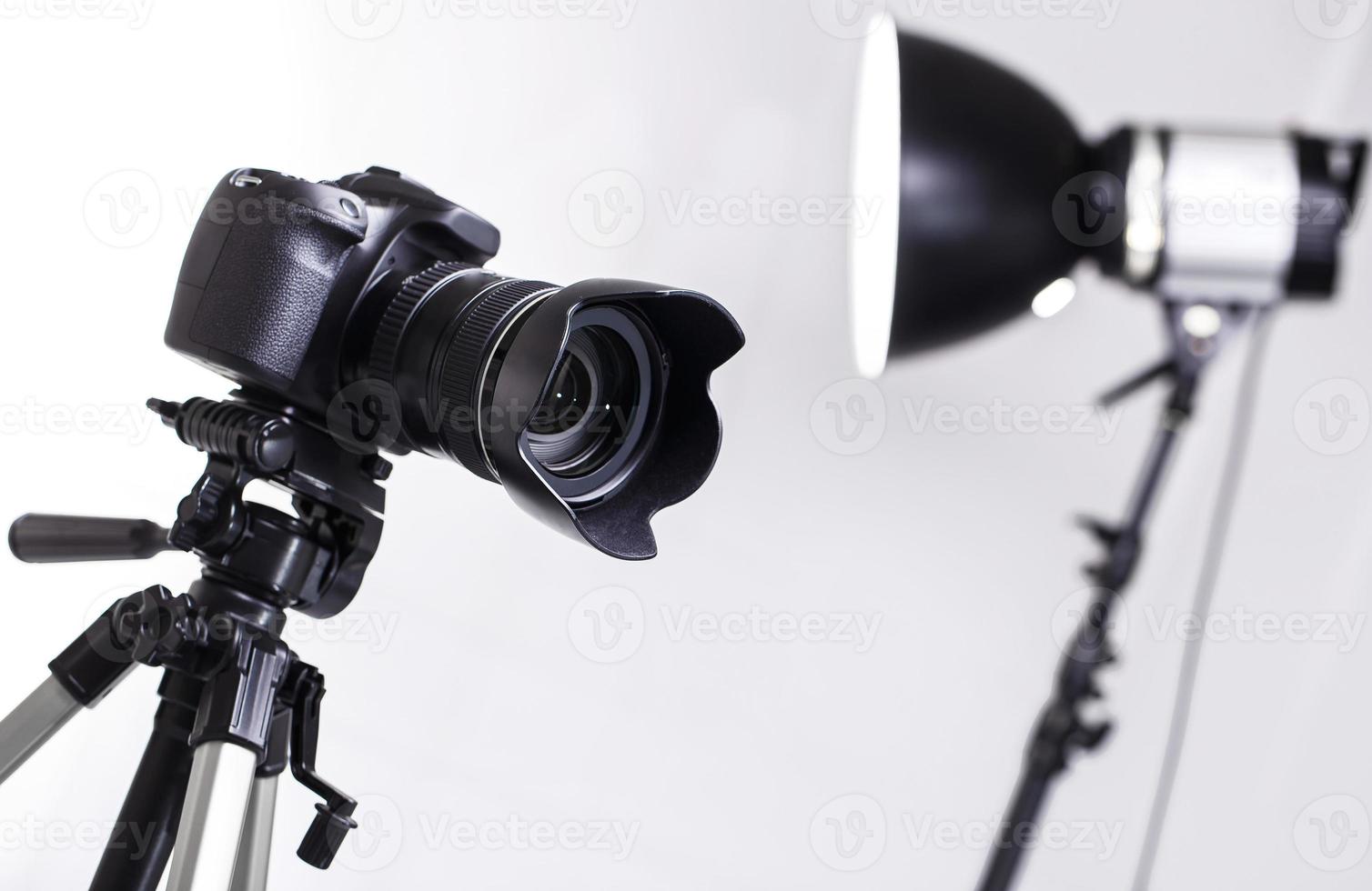 DSLR camera on tripod photo