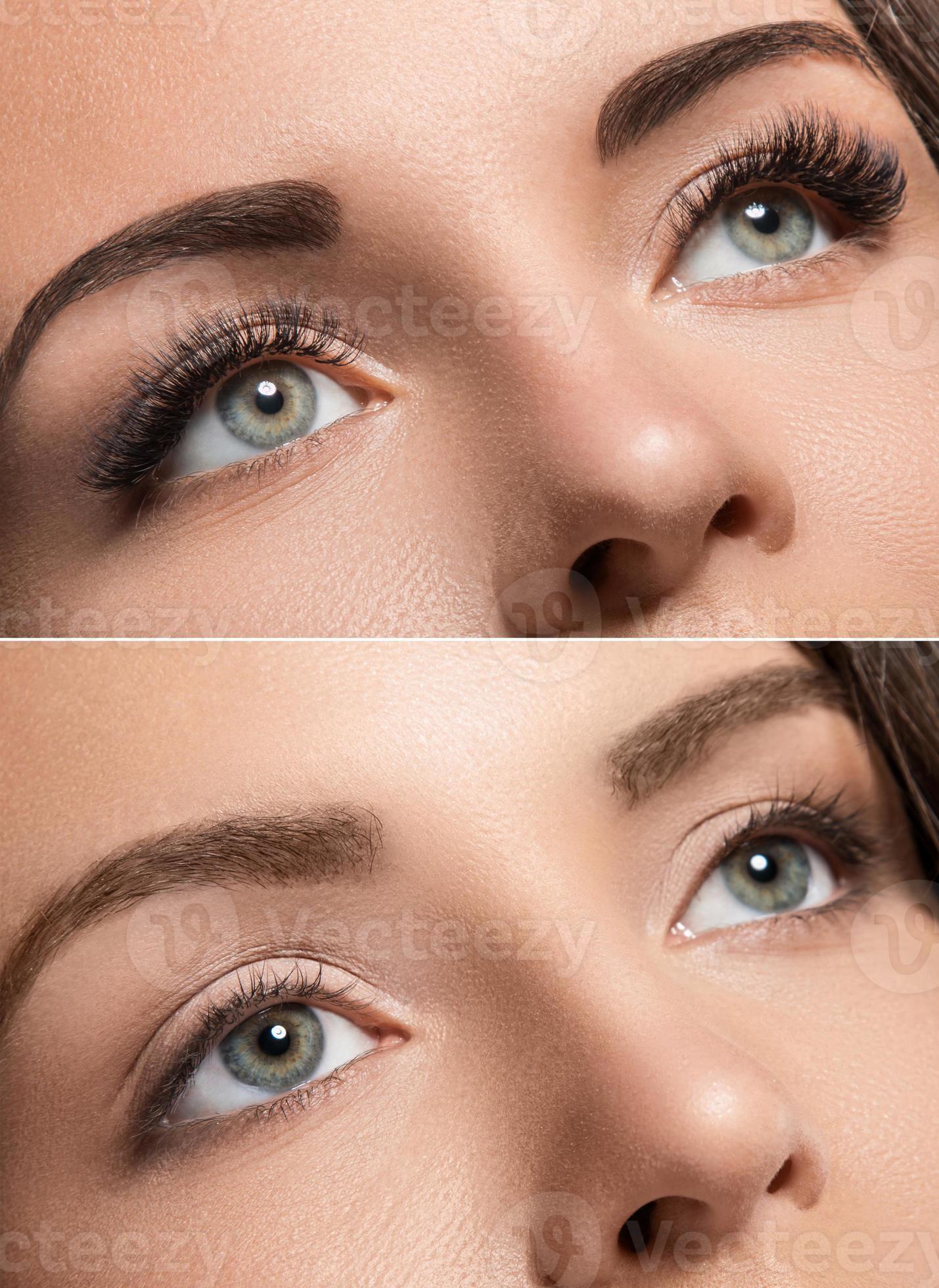 Face comparison after eyelash extension and eyebrow correction 16114648