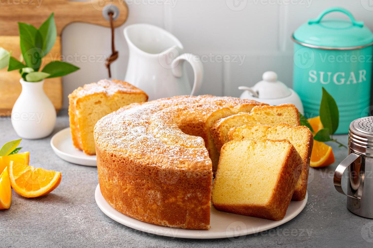 Traditional vanilla pound cake with orange extract, Bundt cake photo