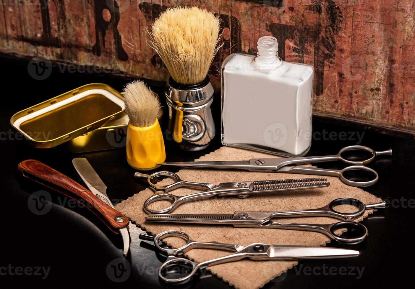 Different equipment in barber shop photo