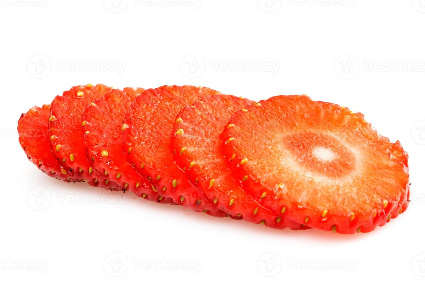 Fresh ripe sliced strawberry on white background photo