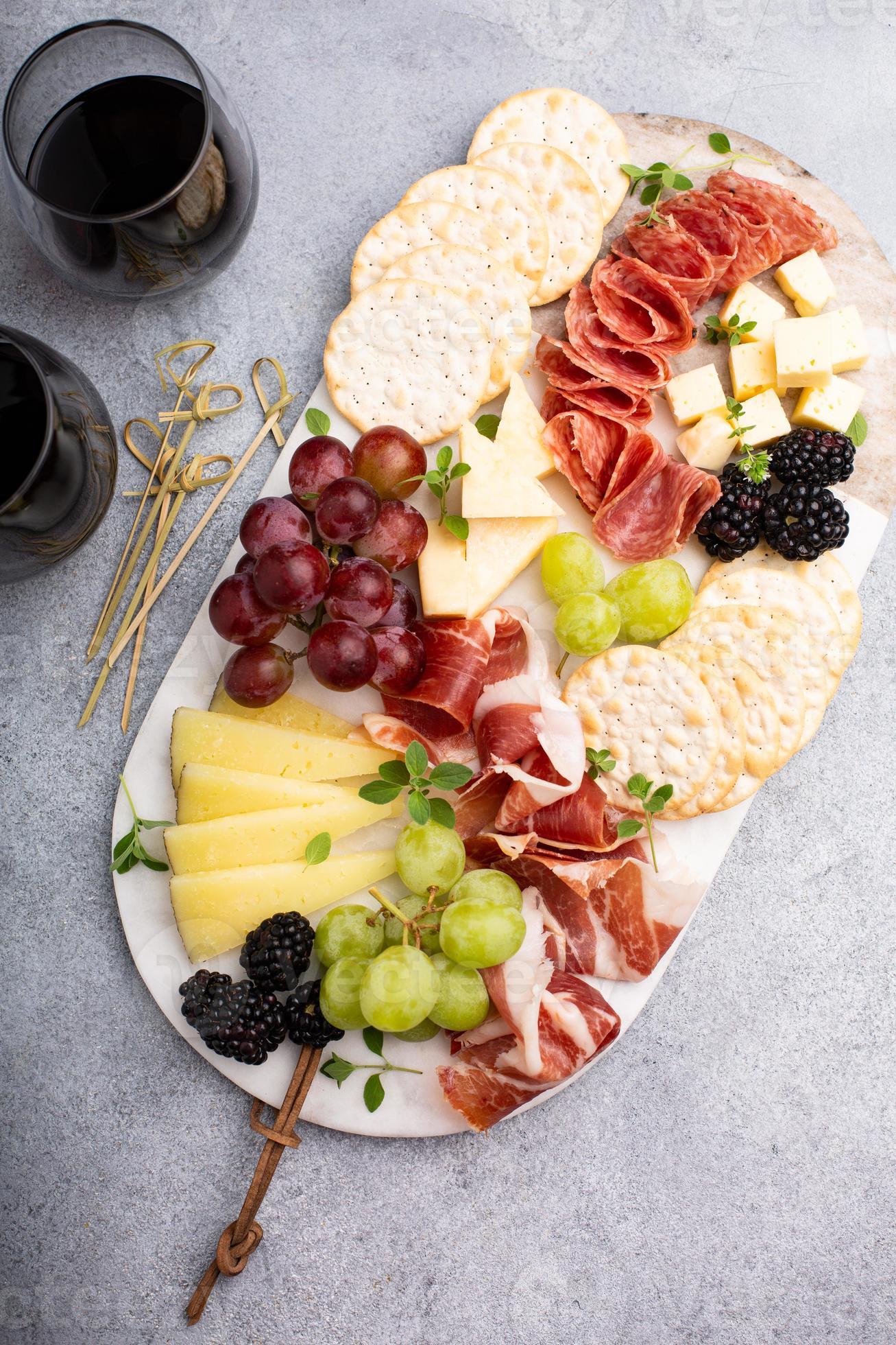 Summer charcuterie board with cheese, meat and fruit 16115609 Stock