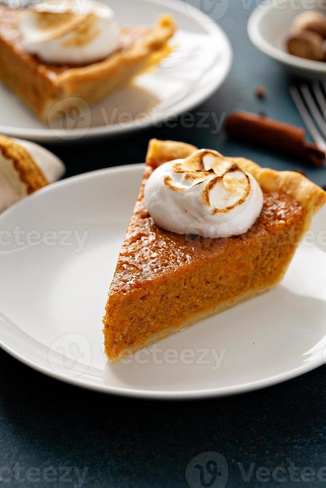 Sweet potato pie with marshmallow topping photo